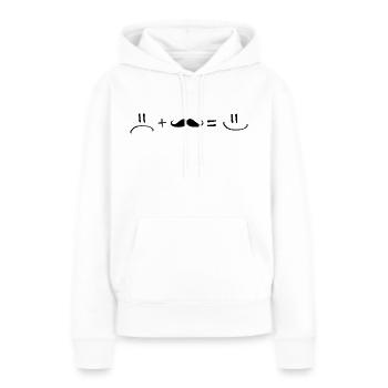 Malheureux plus moustache est heureux - Sweat à capuche Premium bio Femme - blanc - Devant - Julia (174cm)