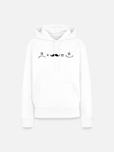 Unhappy plus Moustache is Happy - Frauen Premium Bio Hoodie - Weiß