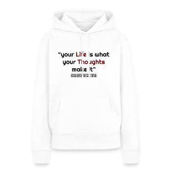 Confucius, citations confucius, citations célèbres, cool C - Sweat à capuche Premium bio Femme - blanc - Devant - Julia (174cm)