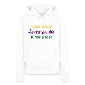 Familie Motto Zusammenhalt - Frauen Premium Bio Hoodie - Weiß - Vorne - Julia (174cm)