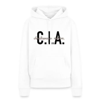C.I.A. - Christians in action. - Frauen Premium Bio Hoodie - Weiß - Vorne - Julia (174cm)