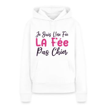 Je suis une fée la fée pas chier - Sweat à capuche Premium bio Femme - blanc - Devant - Julia (174cm)