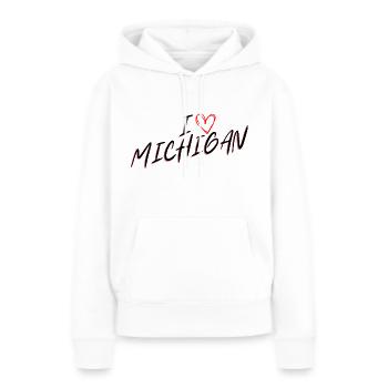 I MICHIGAN - Sweat à capuche Premium bio Femme - blanc - Devant - Julia (174cm)