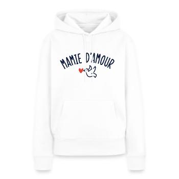 MAMIE D'AMOUR - Sweat à capuche Premium bio Femme - blanc - Devant - Julia (174cm)