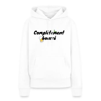 Complètement bourré 🍺 - Sweat à capuche Premium bio Femme - blanc - Devant - Julia (174cm)