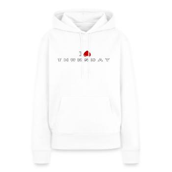 Je déteste le jeudi - Sweat à capuche Premium bio Femme - blanc - Devant - Julia (174cm)
