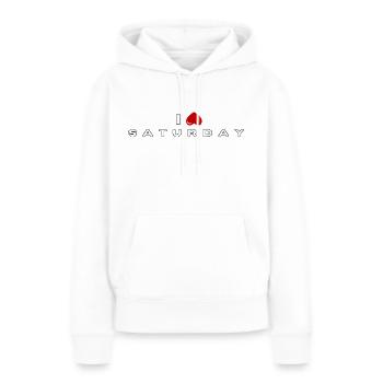 Je déteste le samedi - Sweat à capuche Premium bio Femme - blanc - Devant - Julia (174cm)