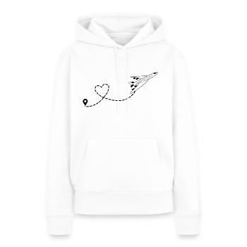 Heart travel sticker - Sweat à capuche Premium bio Femme - blanc - Devant - Julia (174cm)