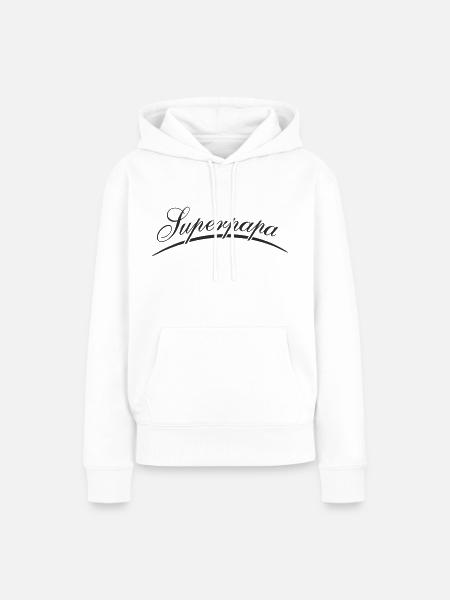 Superpapa Schriftzug in Schreibschrift - Frauen Premium Bio Hoodie - Weiß