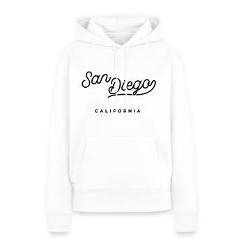 San Diego - California - Sweat à capuche Premium bio Femme - blanc - Devant - Julia (174cm)