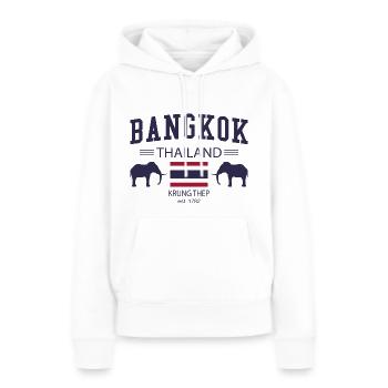 Bangkok - Sweat à capuche Premium bio Femme - blanc - Devant - Julia (174cm)