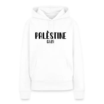 Palestine - Gaza - Arabia - palestinian Palestina - Sweat à capuche Premium bio Femme - blanc - Devant - Julia (174cm)