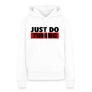 JUST DO TUNING AUTO CAR MERCHANDISE - Frauen Premium Bio Hoodie - Weiß - Vorne - Julia (174cm)