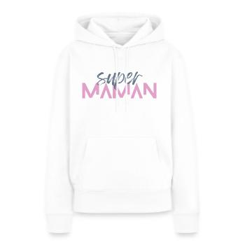 Super Maman - Sweat à capuche Premium bio Femme - blanc - Devant - Julia (174cm)