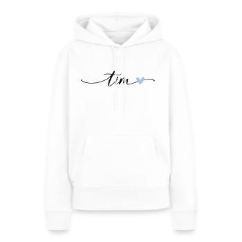 Tim Name Police de calligraphie - Sweat à capuche Premium bio Femme - blanc - Devant - Julia (174cm)