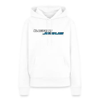 Team Jesus Racing Sport Logo Weiß Blau - Frauen Premium Bio Hoodie - Weiß - Vorne - Julia (174cm)