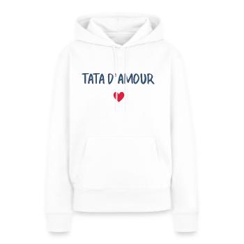 Tata d'amour - Sweat à capuche Premium bio Femme - blanc - Devant - Julia (174cm)