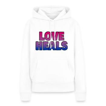 Liebe heilt Bi-Flaggenfarben - Frauen Premium Bio Hoodie - Weiß - Vorne - Julia (174cm)