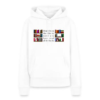 Brennen Sie die Bibliothek nicht - Frauen Premium Bio Hoodie - Weiß - Vorne - Julia (174cm)