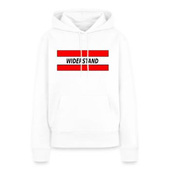 WIDERSTAND - Frauen Premium Bio Hoodie - Weiß - Vorne - Julia (174cm)