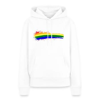 Farbstrich Bunt Regenbogen LGBTQ Zensur Symbol - Frauen Premium Bio Hoodie - Weiß - Vorne - Julia (174cm)