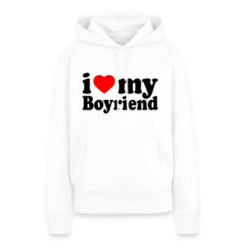 I love my boyfriend - Frauen Premium Bio Hoodie - Weiß - Vorne - Julia (174cm)