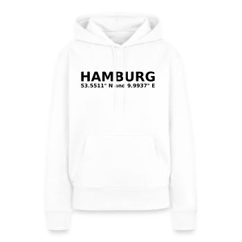 Hamburg - mit Geo Koordinaten Waagrecht - Frauen Premium Bio Hoodie - Weiß - Vorne - Julia (174cm)