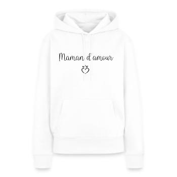 Maman d'amour - Sweat à capuche Premium bio Femme - blanc - Devant - Julia (174cm)