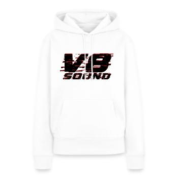 V8 - Sweat à capuche Premium bio Femme - blanc - Devant - Julia (174cm)