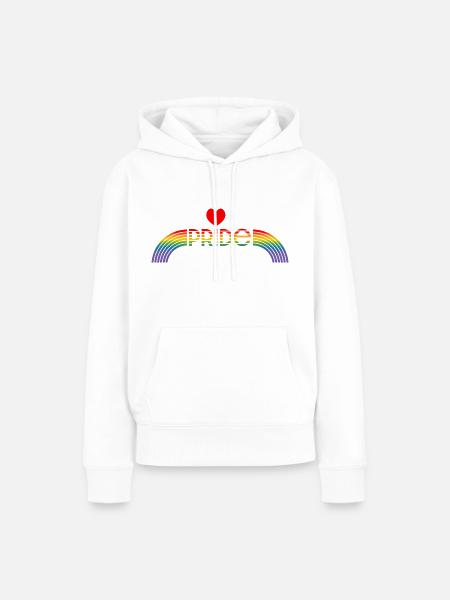 Regenbogen pride rainbow herz - Frauen Premium Bio Hoodie - Weiß