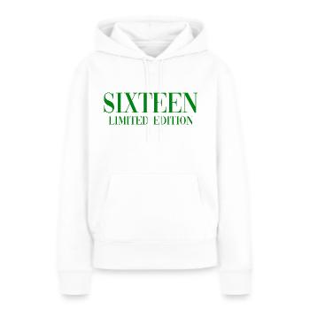 16e anniversaire Seize cadeaux - Sweat à capuche Premium bio Femme - blanc - Devant - Julia (174cm)