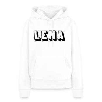Nom - Lena - Sweat à capuche Premium bio Femme - blanc - Devant - Julia (174cm)