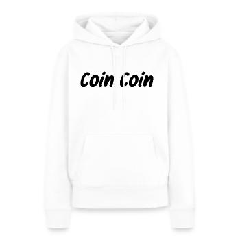 Coin coin - Sweat à capuche Premium bio Femme - blanc - Devant - Julia (174cm)