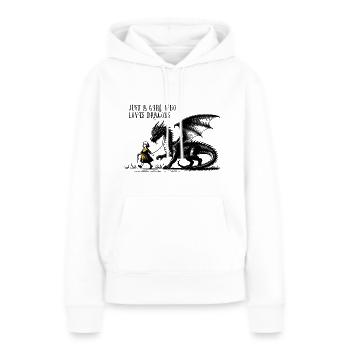 Juste une fille qui aime les dragons - Sweat à capuche Premium bio Femme - blanc - Devant - Julia (174cm)