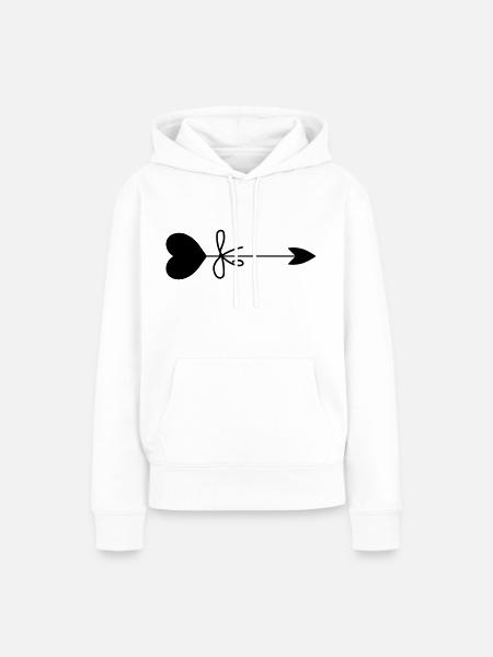 Herz-Pfeil - Frauen Premium Bio Hoodie - Weiß