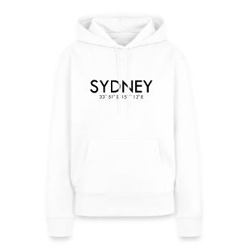 Sydney - Australie Coordonnées Latitude Longitude - Sweat à capuche Premium bio Femme - blanc - Devant - Julia (174cm)