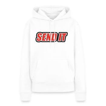 send it - Frauen Premium Bio Hoodie - Weiß - Vorne - Julia (174cm)