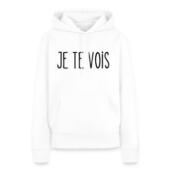je te vois - Sweat à capuche Premium bio Femme - blanc - Devant - Julia (174cm)