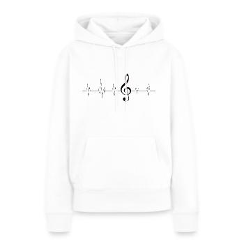 Battement de coeur de clé de sol - Sweat à capuche Premium bio Femme - blanc - Devant - Julia (174cm)