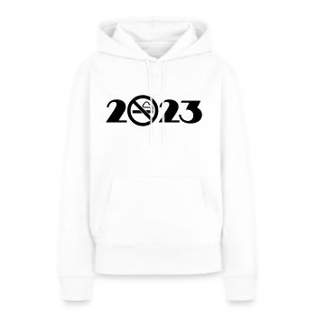 Cessez de fumer 2023. Sans fumée 2023 - Sweat à capuche Premium bio Femme - blanc - Devant - Julia (174cm)