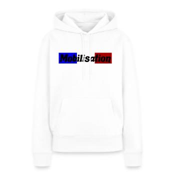 Mobilisation française - Sweat à capuche Premium bio Femme - blanc - Devant - Julia (174cm)