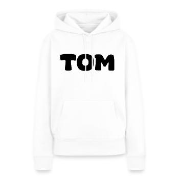 Nom - Tom - Sweat à capuche Premium bio Femme - blanc - Devant - Julia (174cm)