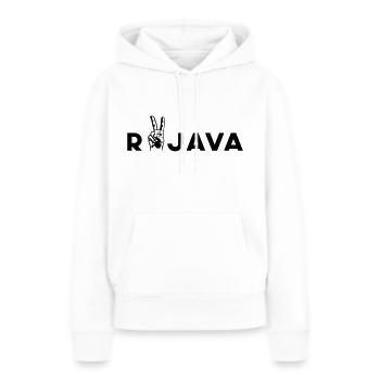 Rojava paix son biji - Sweat à capuche Premium bio Femme - blanc - Devant - Julia (174cm)