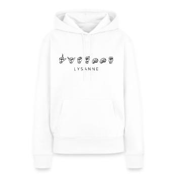 Lysanne (Name) mit Gebärdensprache - Frauen Premium Bio Hoodie - Weiß - Vorne - Julia (174cm)
