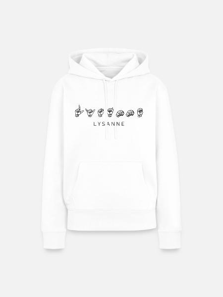 Lysanne (Name) mit Gebärdensprache - Frauen Premium Bio Hoodie - Weiß