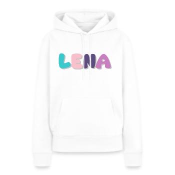 Nom - Lena - Sweat à capuche Premium bio Femme - blanc - Devant - Julia (174cm)