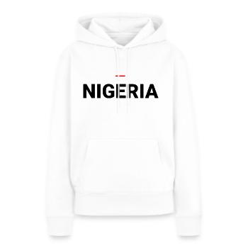 NIGERIA - Sweat à capuche Premium bio Femme - blanc - Devant - Julia (174cm)