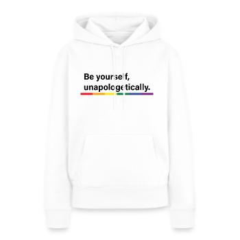 Sei du selbst - Frauen Premium Bio Hoodie - Weiß - Vorne - Julia (174cm)