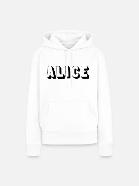 Name - Alice - Frauen Premium Bio Hoodie - Weiß