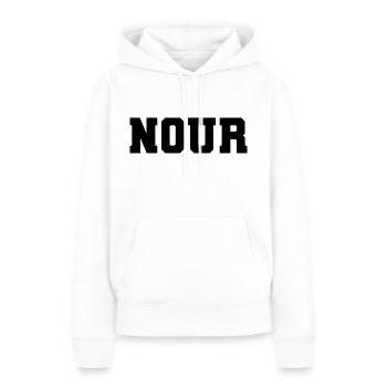 Name - Nour - Frauen Premium Bio Hoodie - Weiß - Vorne - Julia (174cm)